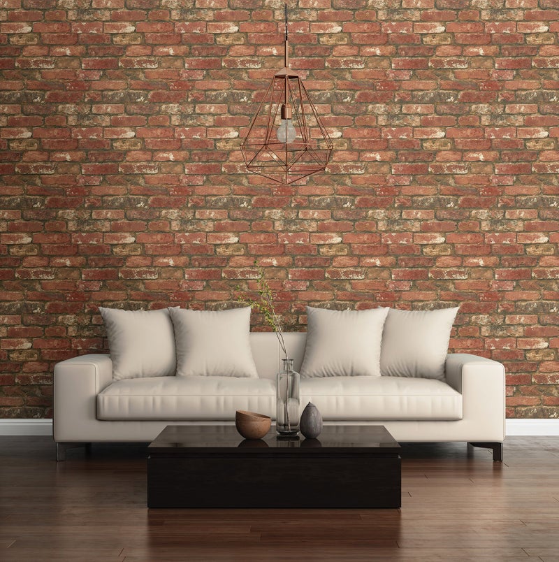 NuWallpaper NU2214 West End Brick Peel & Stick Wallpaper, Red - Image 2